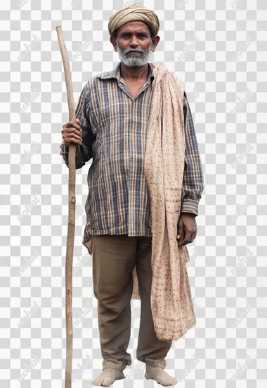 bangladeshi farmer, full length portrait, high res stock photo, plain white background