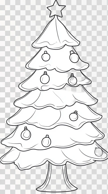 Drawing Christmas tree Sketch, png image, isolated