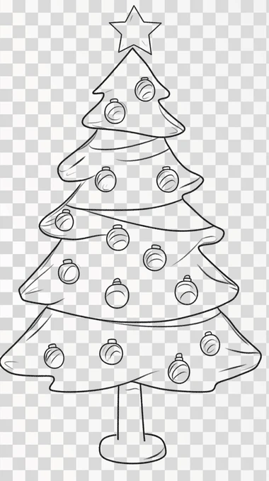 Drawing Christmas tree Sketch, png image, isolated