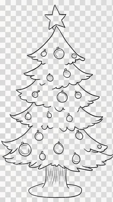 Drawing Christmas tree Sketch, png image, isolated