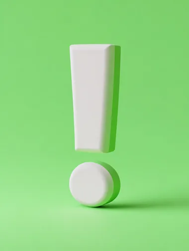3D exclamation mark green color front view, with matte surface, 3D illustration for website, stylish marketing style  rofile 3e24ve1