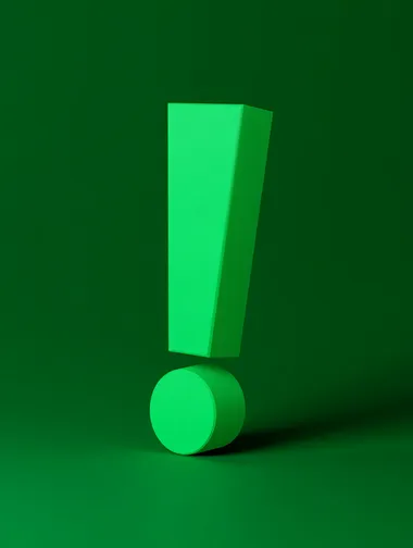 3D exclamation mark green color front view, with matte surface, 3D illustration for website, stylish marketing style  rofile 3e24ve1