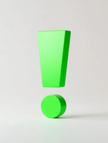 3D exclamation mark green color front view, with matte surface, 3D illustration for website, stylish marketing style  rofile 3e24ve1