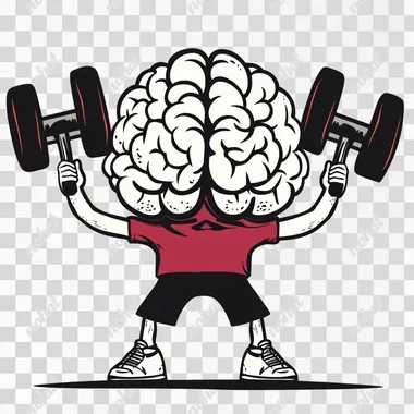a brain with legs and two arms that does weightlifting