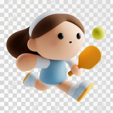 Girl playing pickleball, 3d style, white background --s 250   l1dpb67