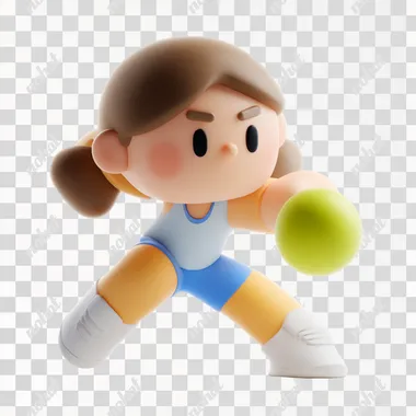 Girl playing pickleball, 3d style, white background --s 250   l1dpb67