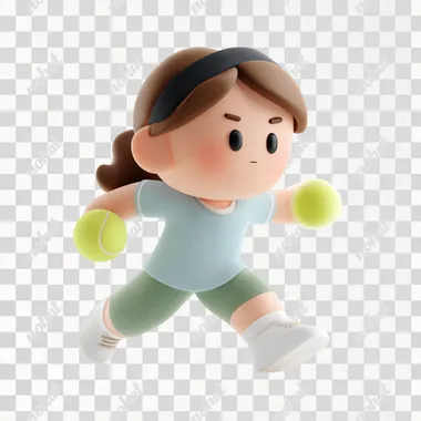 Girl playing pickleball, 3d style, white background --s 250   l1dpb67