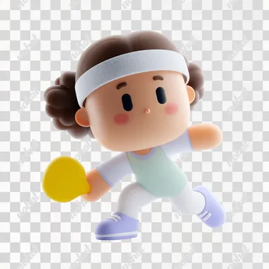 Girl playing pickleball, 3d style, white background --s 250   l1dpb67