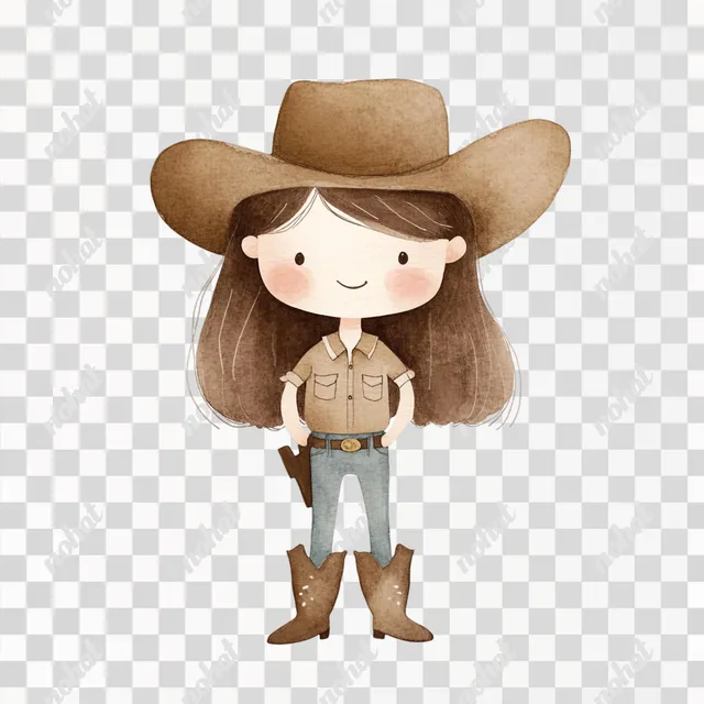 PNG Happy Sheriff Cowgirl Watercolor Illustration