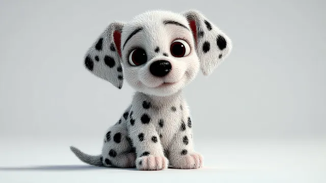 Adorable Cartoon Baby Dalmatian Puppy in 3D