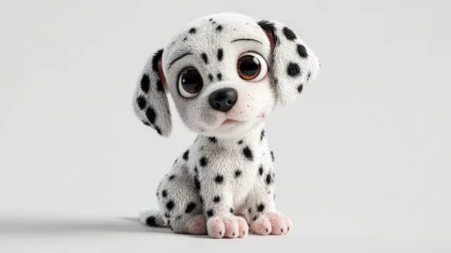 Adorable Cartoon Baby Dalmatian Puppy in 3D