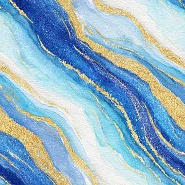 a refined and abstract watercolor of flowing silver, cobalt blue, and gold brushstrokes, symbolizing precision, clarity, and luxury, with soft edges elegantly fading into a clean ivory field, keeping a balanced flow and harmony, soft watercolor textures blending with shimmering golden accents, rofile whv7267   --s 250