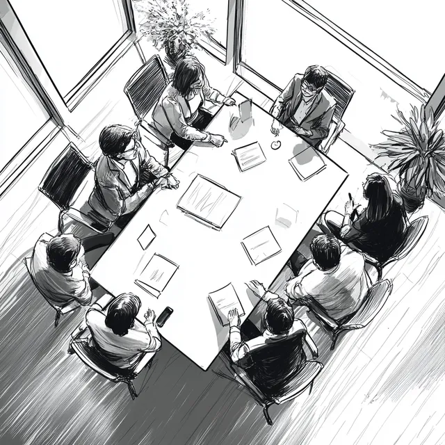 Diverse Team Collaborating in a Modern Meeting Room