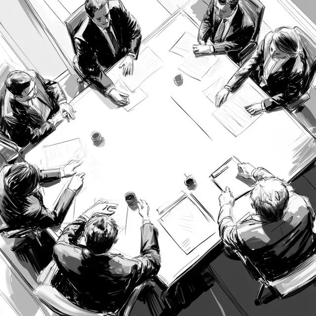 Diverse Group in Modern Meeting Room - Comic Style