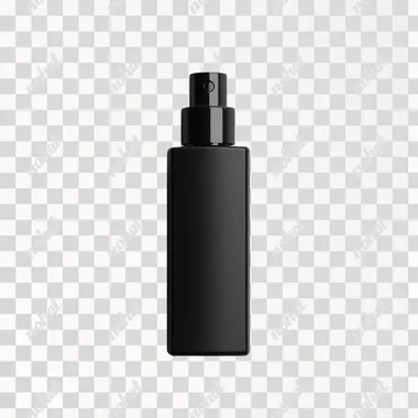 black spray bottle on white background