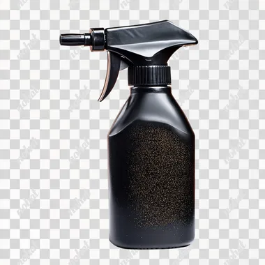 black spray bottle on white background