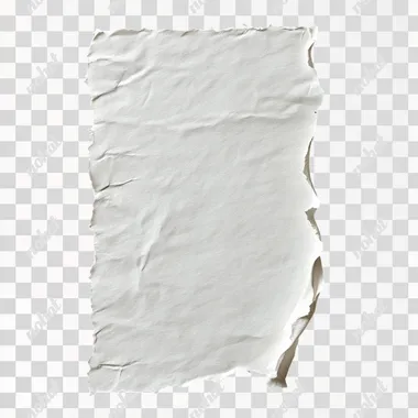 very high quality image , A white piece of paper with torn edges on the left side, isolated against a black background. The top edge is jagged and not straight because it was cut off by hand to create an asymmetrical look. There is some texture in the material and there might be small specks or stains visible at an extreme close-up. This design would work well for graphic elements like text or graphics as they stand out more clearly from the dark backdrop. It could also serve as a blank sheet of paper for writing or drawing in the style of a torn paper effect