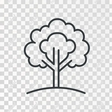 in a ratio of 1:1, using thick lines and deep contrast, create a simple line drawing icon of an oak tree. --s 50