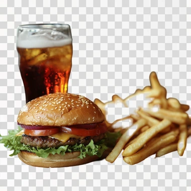 A Tempting Hamburger Paired With Crispy Fries And Cold Soda