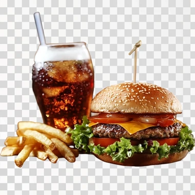 A Tempting Hamburger Paired With Crispy Fries And Cold Soda