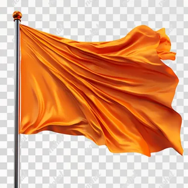 waving bright orange flag isolated