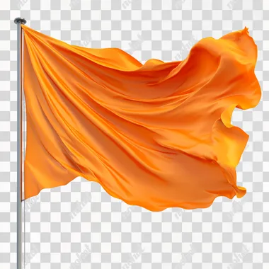 waving bright orange flag isolated