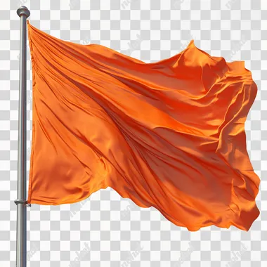 waving bright orange flag isolated