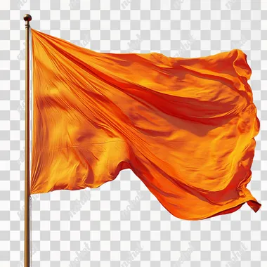 waving bright orange flag isolated