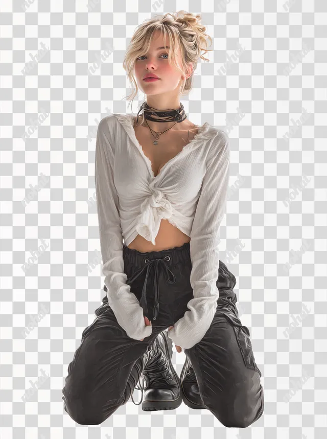 PNG Stylish Female Graphic Designer in Professional Attire