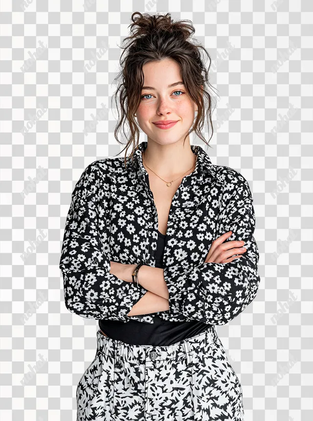 PNG Professional Female Graphic Designer on White Background