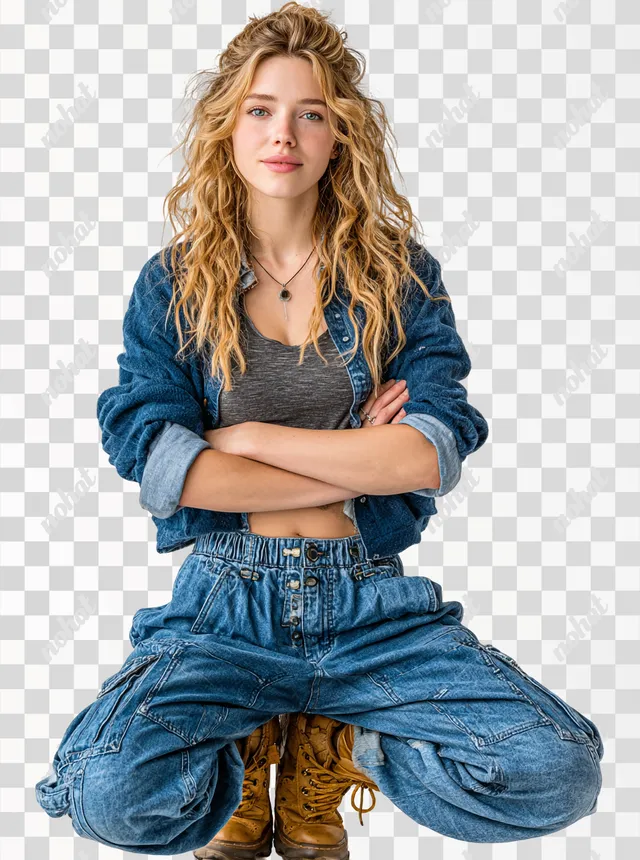 PNG Stylish Female Graphic Designer in Casual Attire