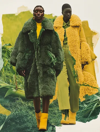 moodboard, Fendi, Fur coats, Nature,green and yellow, Simplicity, Expedition, collage