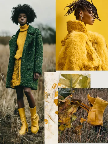 moodboard, Fendi, Fur coats, Nature,green and yellow, Simplicity, Expedition, collage