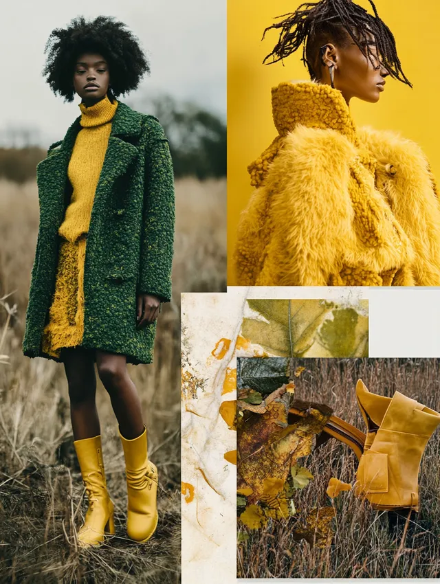 Woman in Yellow Boots Moodboard: Fendi, Fur Coats, Nature Expedition