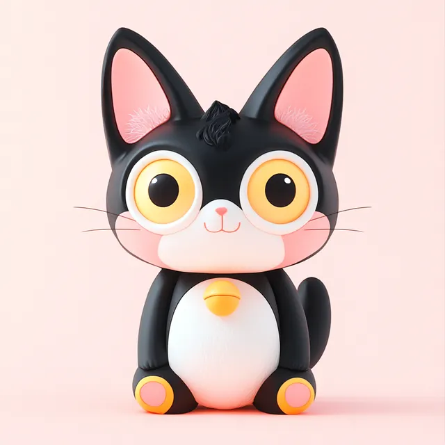 Cute Kuromi cat figurine for playful living room decor on pastel backdrop