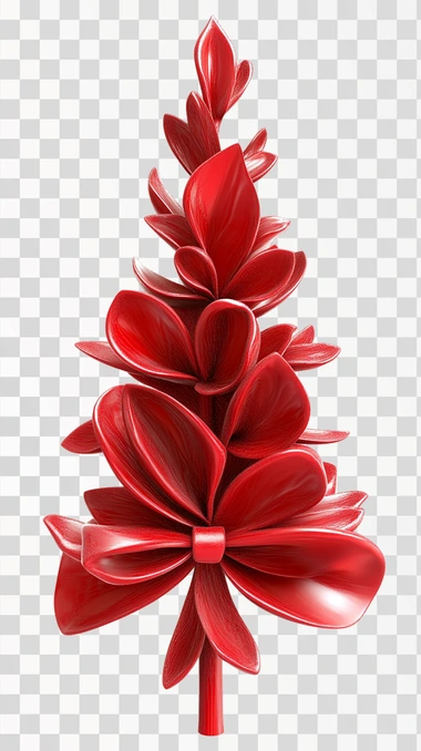 3d Bow Christmas Tree, isolated on white background, png image