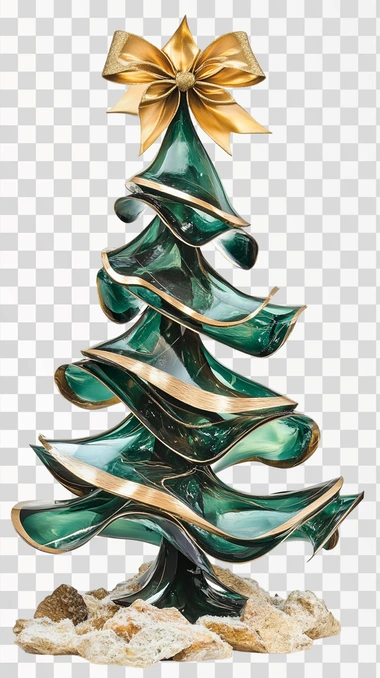 3d Bow Christmas Tree, isolated on white background, png image