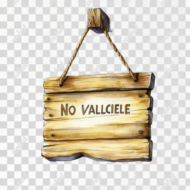 a hanging wooden with the words 'no vacancy' isolated on a white background for removing background, in the style of storybook and nursery artwork by Raymand Briggs and Jon Klassen, muted watercolors