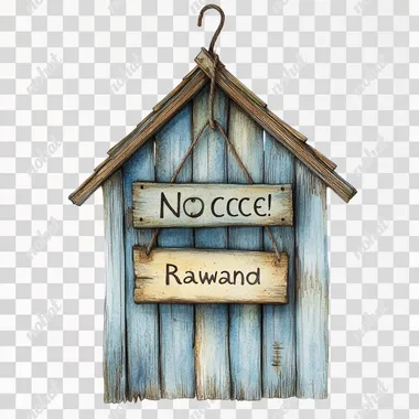 a hanging wooden with the words 'no vacancy' isolated on a white background for removing background, in the style of storybook and nursery artwork by Raymand Briggs and Jon Klassen, muted watercolors