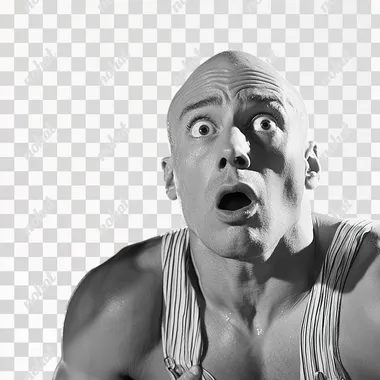 1950s attractive masculine bald muscular man with a smooth shaved bald head, dressed like 1950s Italian latin lover, 1950s style, shocked look on his face