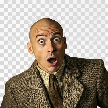 1950s attractive masculine bald muscular man with a smooth shaved bald head, dressed like 1950s Italian latin lover, 1950s style, shocked look on his face