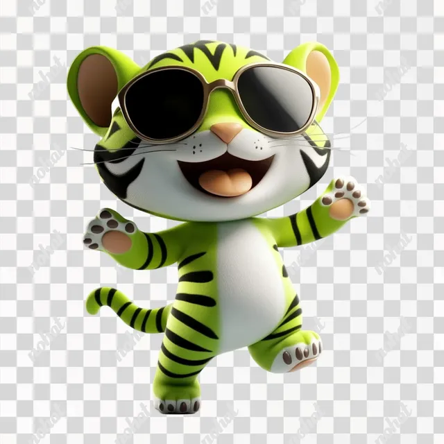 a cartoon tiger wearing sunglasses and smiling