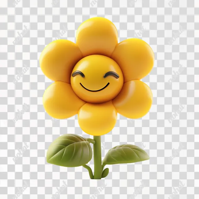 PNG Cute yellow flower icon with smiley face for home decor and gifts