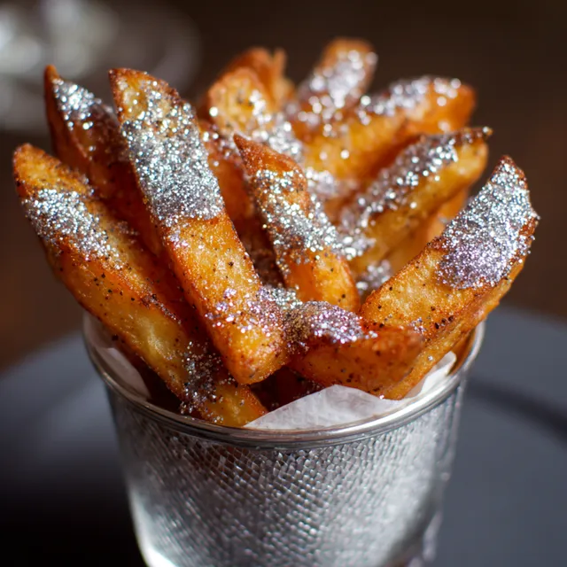 Gourmet French Fries with Silver Glitter