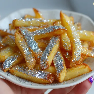 french fries with silver glitter