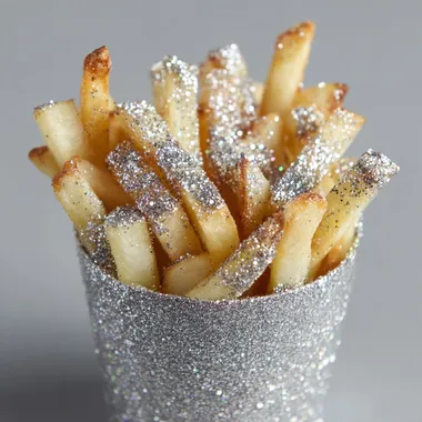 french fries with silver glitter