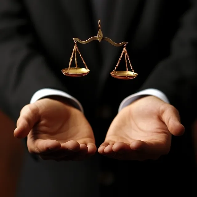 Man in Public Procurement Holding Justice Scale Amid Complex Procedures