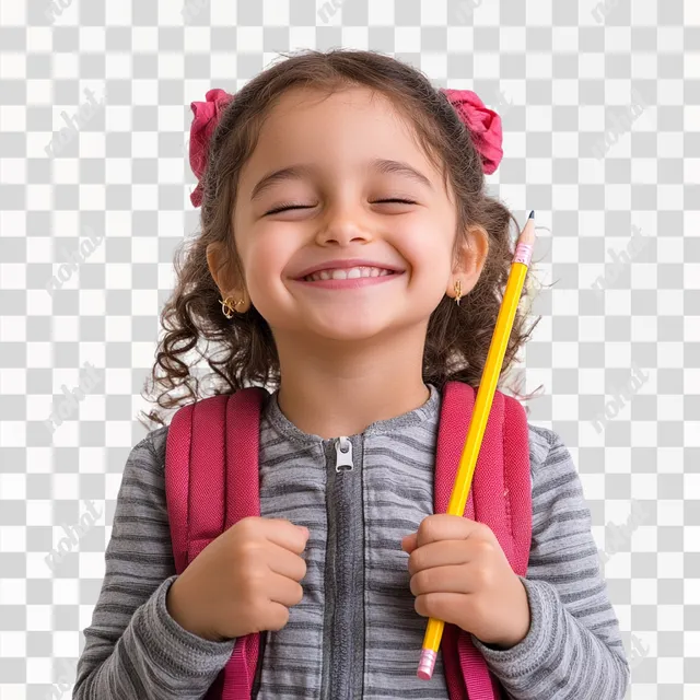 Ready for School: A Happy Middle Eastern Girl's Moment