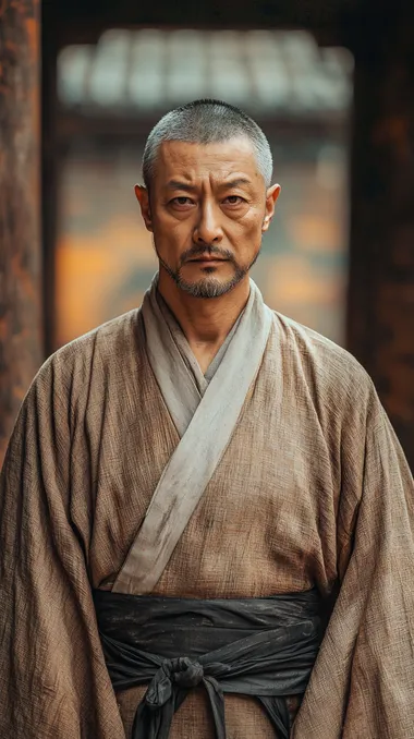 China middle-aged man, facing the camera, light-colored clothes, ancient Chinese background, Half Body shot::5 , Yard, realistic,   --s 250