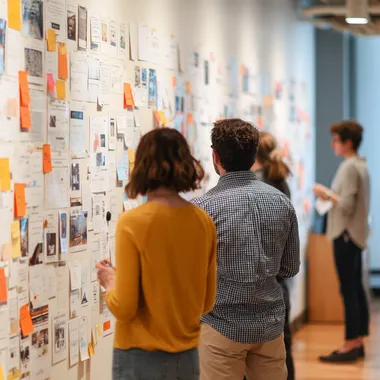 a room of individuals white-boarding concepts for a desktop shopping application rofile sgpey5s